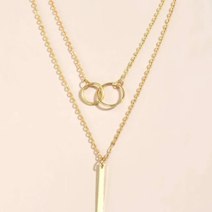 Jasmine – Vintage Gold Dual Circle Pendant Necklace